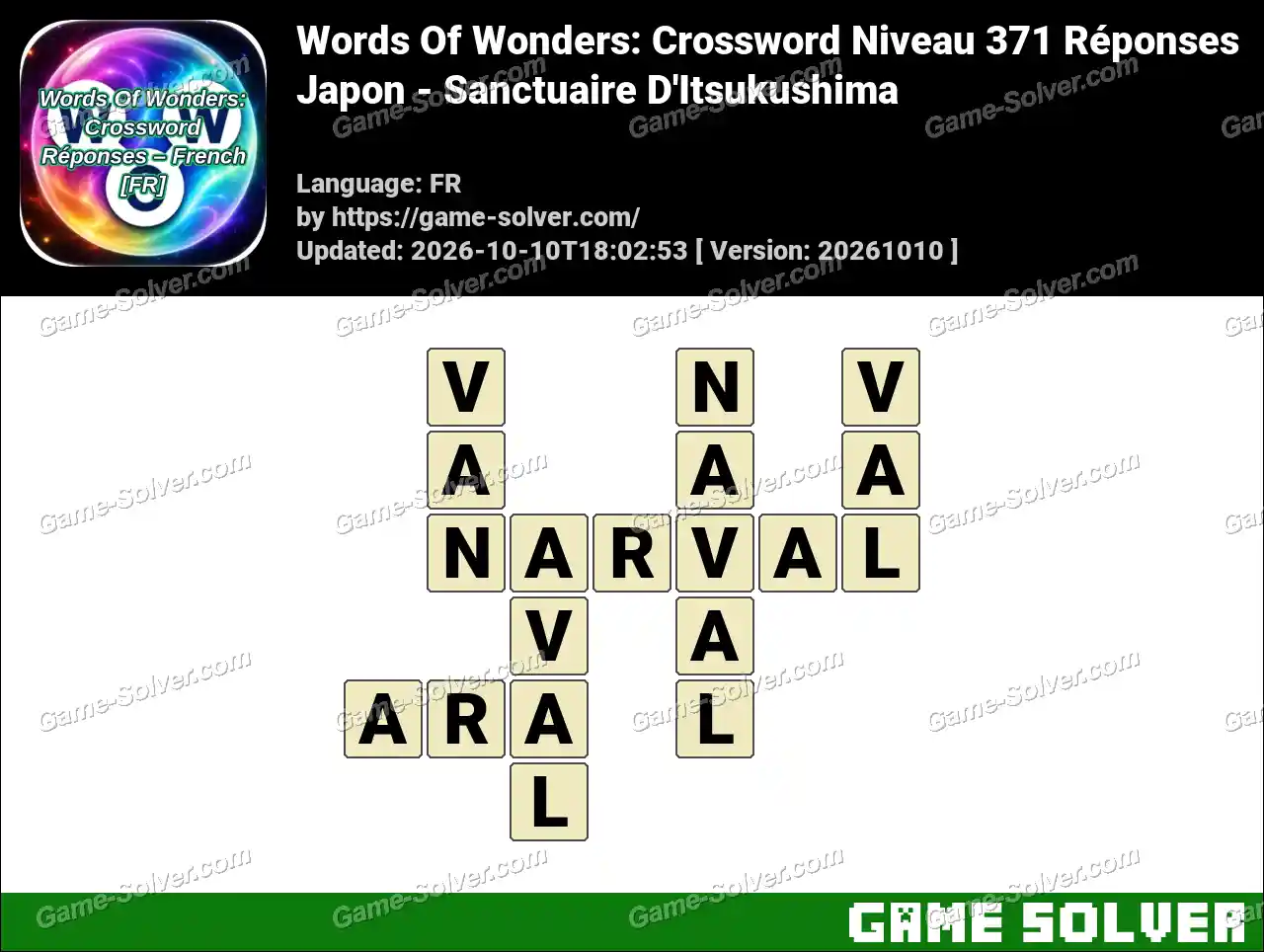 Words Of Wonders: Crossword Niveau 371 Réponses – Japon – Sanctuaire D’Itsukushima